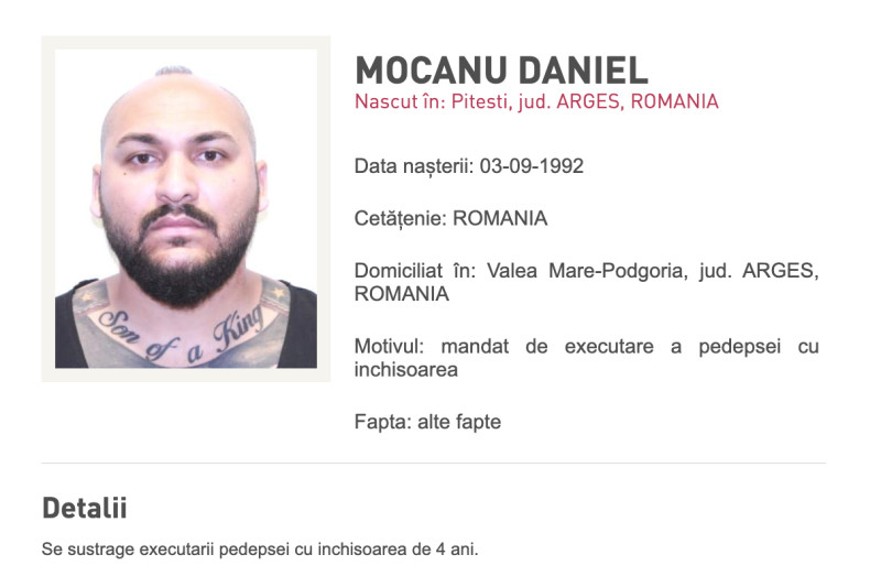 Dani Mocanu, de negăsit după sentința de patru ani de detenție. Autoritățile l-au pus pe lista de urmăriți