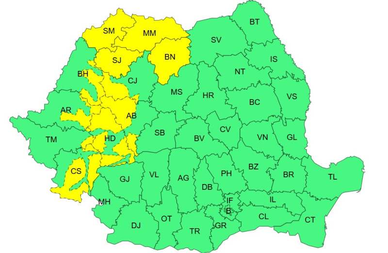 Vreme defavorabilă în cea mai mare parte a țării. ANM a alertat cu coduri galbene pentru precipitații, ninsoare, viscol și vânt intens. Intervalul de încălzire.